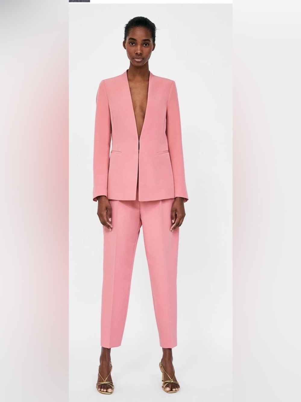 Zara Basic Pink Open-Front Blazer Jacket